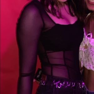 Black mesh bodysuit